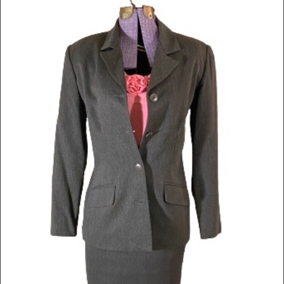 𝅺vintage Tailor B Moss Blazer Charcoal Gray Size 10 Petite - Picture 8 of 8